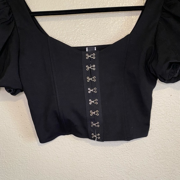 NWT Windsor Black Up a Notch Hook and Eye Corset Cropped Top size large 🖤 - Picture 3 of 14